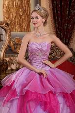 Deep Pink And Lilac Affordable Price Quinceanera Dress