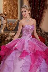 Deep Pink And Lilac Affordable Price Quinceanera Dress