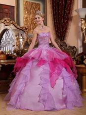 Deep Pink And Lilac Affordable Price Quinceanera Dress