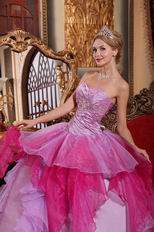 Deep Pink And Lilac Affordable Price Quinceanera Dress