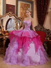 Deep Pink And Lilac Affordable Price Quinceanera Dress