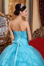Cheap Aqua Blue Organza 2014 Prom Quinceanera Gown