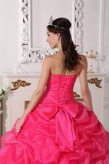 Hot Pink Organza Cascade Gangnam Style Quinceanera Dress