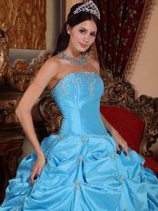 Sky Blue La Quiceanera Dress With Embroidery Emberllish