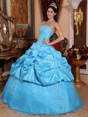 Sky Blue La Quiceanera Dress With Embroidery Emberllish