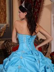 Sky Blue La Quiceanera Dress With Embroidery Emberllish