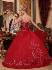 Not Expensive Wine Red Quinceanera Dress With Embroidery