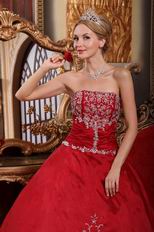 Not Expensive Wine Red Quinceanera Dress With Embroidery