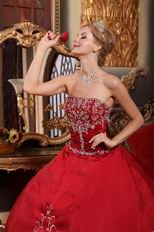 Not Expensive Wine Red Quinceanera Dress With Embroidery