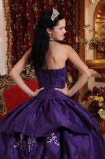 Sweetheart Embroidery Puffy Blue Violet Quinceanera Dress