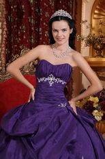 Sweetheart Embroidery Puffy Blue Violet Quinceanera Dress