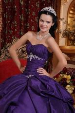 Sweetheart Embroidery Puffy Blue Violet Quinceanera Dress