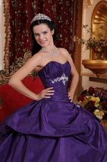 Sweetheart Embroidery Puffy Blue Violet Quinceanera Dress