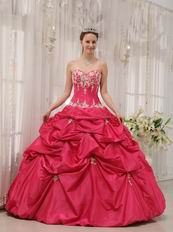 Fuchsia Appliqued Quinceanera Dress Sweetheart Neckline