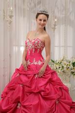 Fuchsia Appliqued Quinceanera Dress Sweetheart Neckline