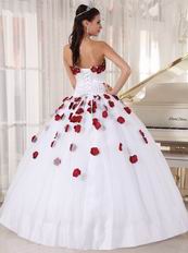 New Arrival White Quinceanera Gown With Wine Red Applique