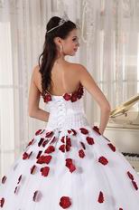 New Arrival White Quinceanera Gown With Wine Red Applique