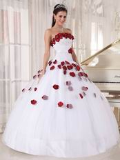 New Arrival White Quinceanera Gown With Wine Red Applique