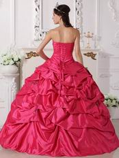 Deep Rose Pink Beading Emberllish Quinceanera Dress