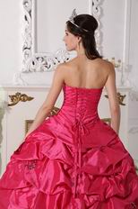 Deep Rose Pink Beading Emberllish Quinceanera Dress