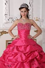 Deep Rose Pink Beading Emberllish Quinceanera Dress