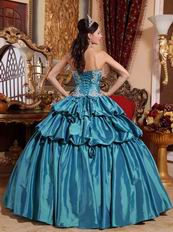 Teal Princess Ball Gown Prom Dress With Applique