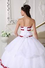 Wine Red Details Dama Quinceanera Dress In White