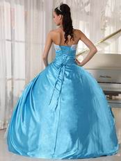 Bright Sky Blue Strapless Lace Quinceanera Dress