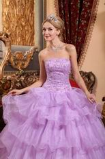 Lilac Cascade Layers Skirt Quinceanera Prom Dress Cute