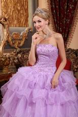 Lilac Cascade Layers Skirt Quinceanera Prom Dress Cute