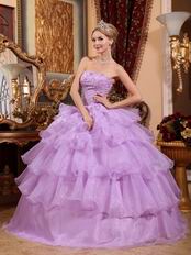 Lilac Cascade Layers Skirt Quinceanera Prom Dress Cute