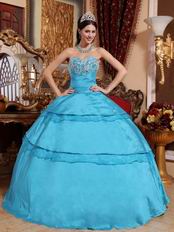 Deep Sky Blue Quinceanera Gown Looks Very Puffy