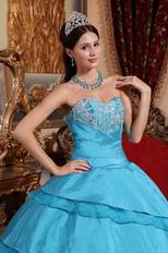 Deep Sky Blue Quinceanera Gown Looks Very Puffy