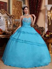 Deep Sky Blue Quinceanera Gown Looks Very Puffy