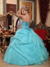Ruffle Skirt Sweetheart Quinceanera Gown Dress Aqua Blue