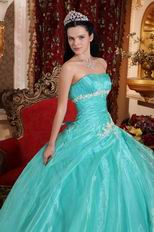 Floor Length Cheap Ball Dresses By Turquoise Organza