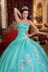 Floor Length Cheap Ball Dresses By Turquoise Organza