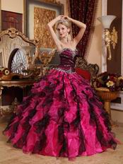 Black and Fuchsia Ruffles Skirt Good Looking Quinceanera Dress