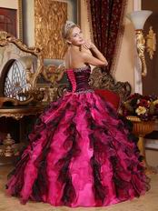 Black and Fuchsia Ruffles Skirt Good Looking Quinceanera Dress