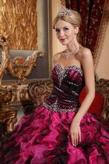 Black and Fuchsia Ruffles Skirt Good Looking Quinceanera Dress