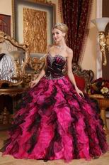 Black and Fuchsia Ruffles Skirt Good Looking Quinceanera Dress