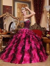 Black and Fuchsia Ruffles Skirt Good Looking Quinceanera Dress