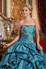 Teal Blue Cascade Layers Puffy Skirt Evening Ball Dresses