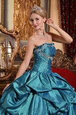 Teal Blue Cascade Layers Puffy Skirt Evening Ball Dresses