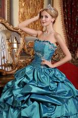 Teal Blue Cascade Layers Puffy Skirt Evening Ball Dresses