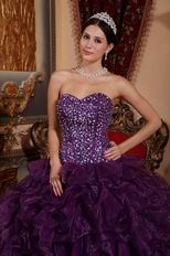 Purple Sweetheart Ruffled Skirt Cheap Military Ball Gown