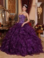 Purple Sweetheart Ruffled Skirt Cheap Military Ball Gown