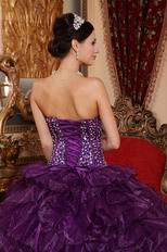 Purple Sweetheart Ruffled Skirt Cheap Military Ball Gown