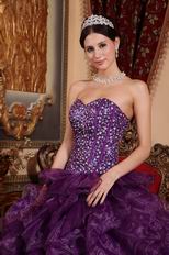 Purple Sweetheart Ruffled Skirt Cheap Military Ball Gown