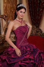 Single One Shoulder Quinceanera Military Dress In Burgundy